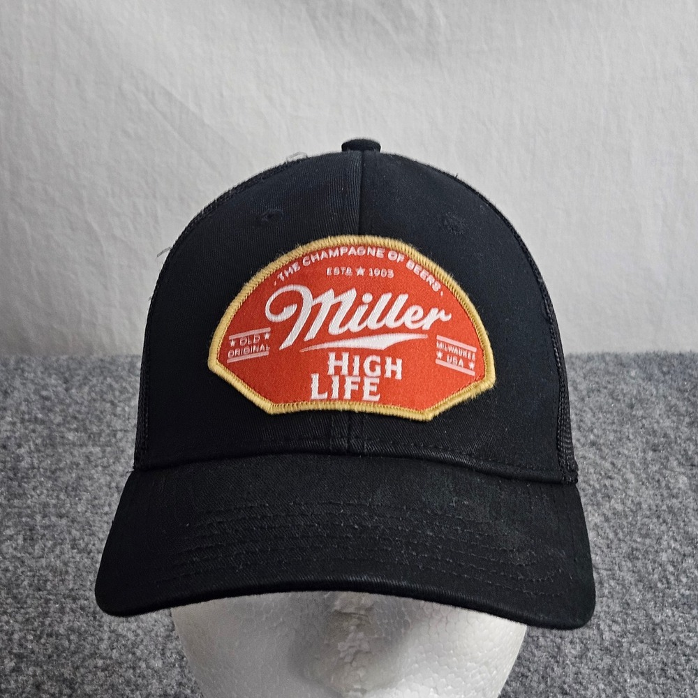 Miller High Life Trucker Hat Black Cap Mesh Beer‎ Americana Workwear Heritage